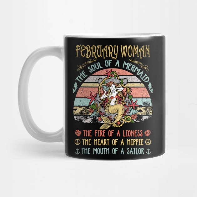 February Woman The Soul Of A Mermaid Vintage Birthday Gift by Shops PR